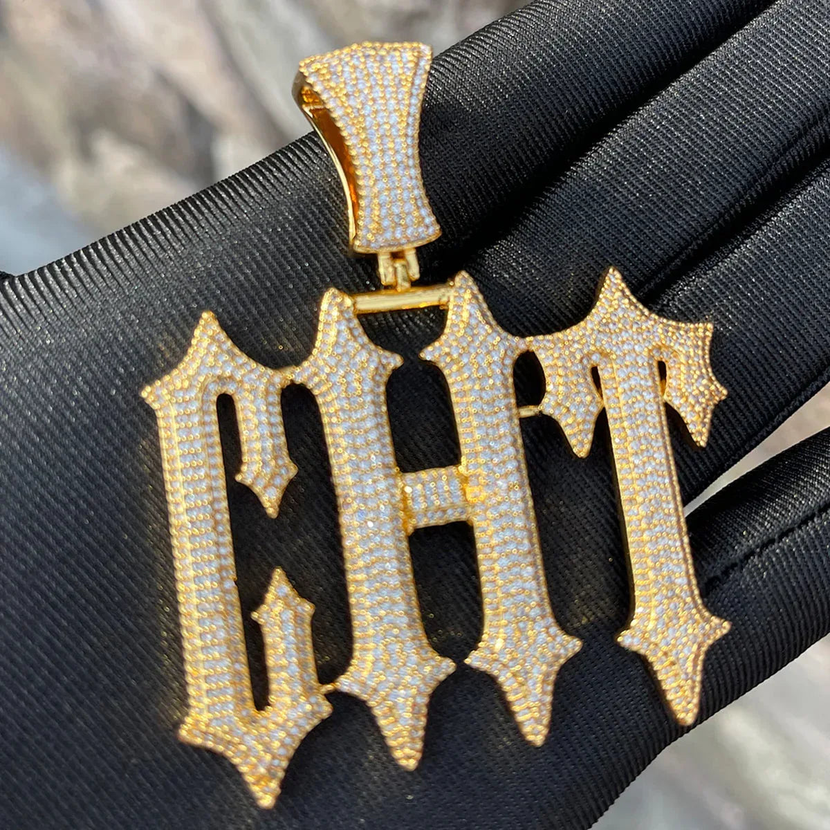 Vampire Rapper Star Rock Iced Out Personalized Custom Name Necklace Pendant - Luxury Custom Jewelry - CaratixJewelry